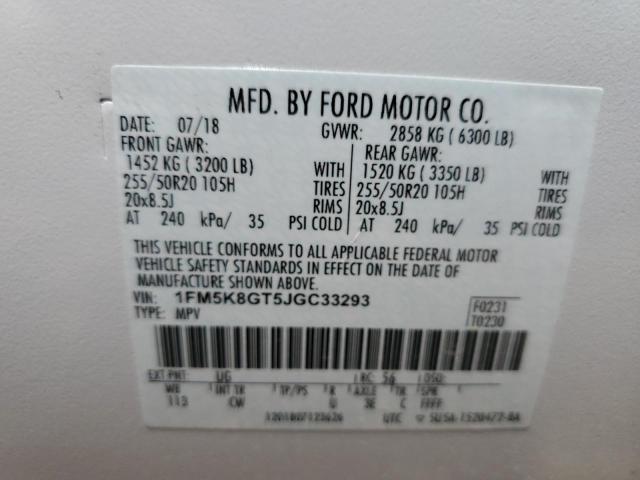 1FM5K8GT5JGC33293 Ford EXPLORER SPORT