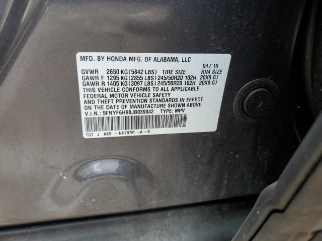 5FNYF6H98JB039042 Honda Pilot Touring