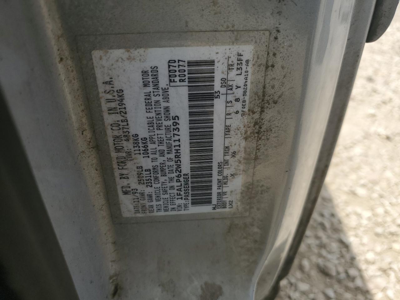 1FALP62W5RH117395 1994 Ford Thunderbird Lx