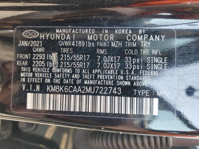 2021 HYUNDAI KONA SEL P - KM8K6CAA2MU722743