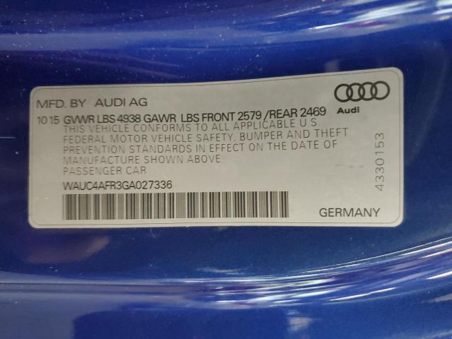 2016 AUDI S5 PREMIUM - WAUC4AFR3GA027336