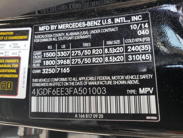 VIN 4JGDF6EE3FA501003 2015 Mercedes-Benz GL-Class, ... no.13