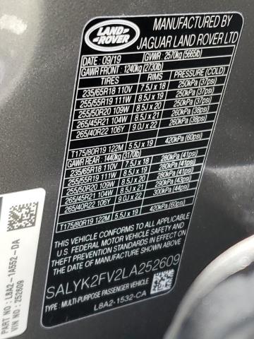 SALYK2FV2LA252609 Land Rover Range Rover Velar R-dynamic S