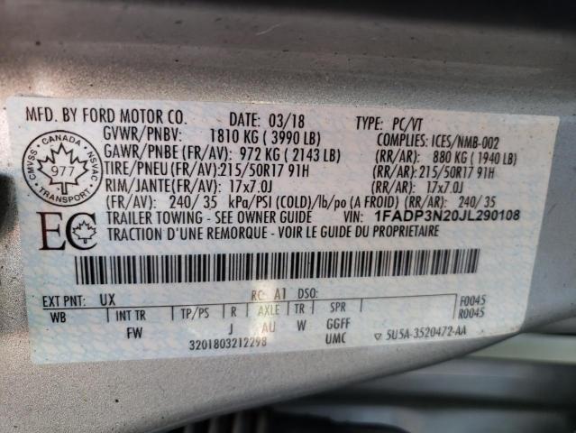 1FADP3N20JL290108 Ford Focus Titanium