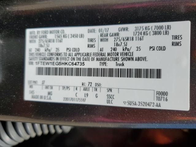 1FTEW1EG5HKC64735 Ford F150 Supercrew