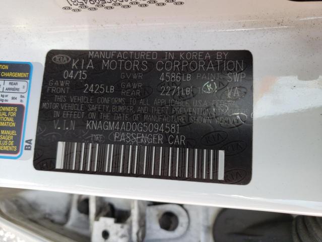 KNAGM4AD0G5094581 KIA OPTIMA HYBRID
