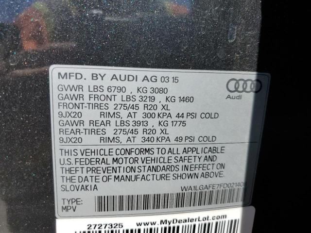 2015 Audi Q7 Premium Plus VIN: WA1LGAFE7FD021408 Lot: 60273113