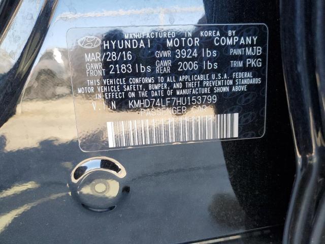 KMHD74LF7HU153799 Hyundai ELANTRA SE
