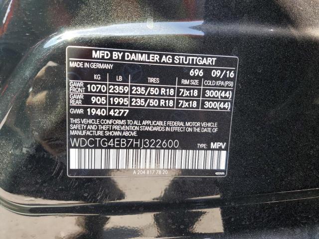 WDCTG4EB7HJ322600 Mercedes-Benz GLA 250