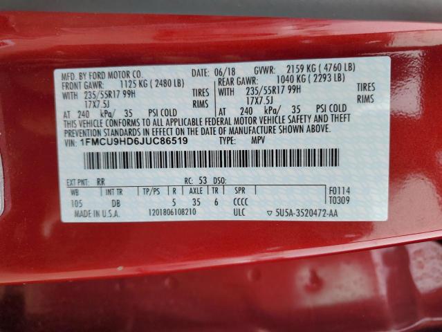 1FMCU9HD6JUC86519 Ford ESCAPE SEL