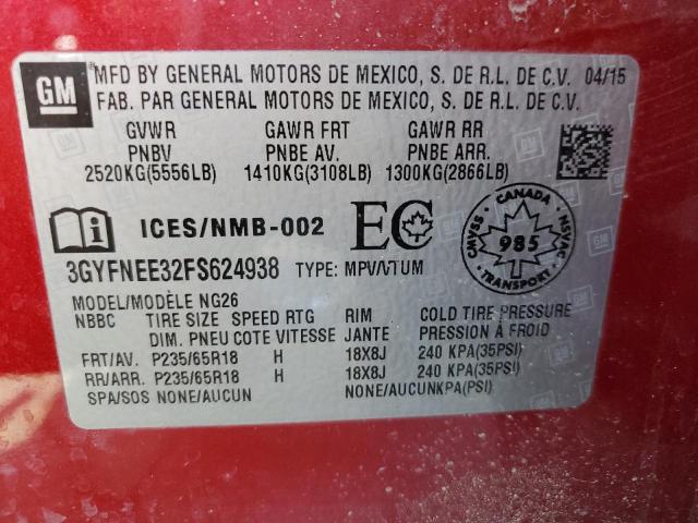3GYFNEE32FS624938 Cadillac Srx Luxury Collection
