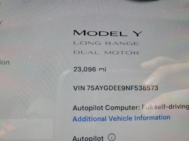 7SAYGDEE9NF538573 Tesla Model Y  9