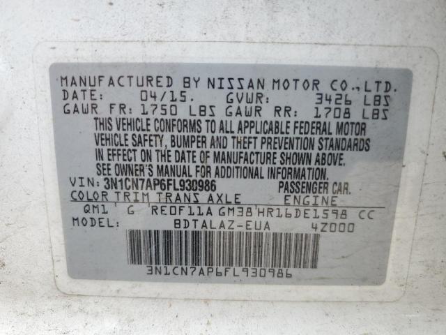 3N1CN7AP6FL930986 Nissan VERSA S