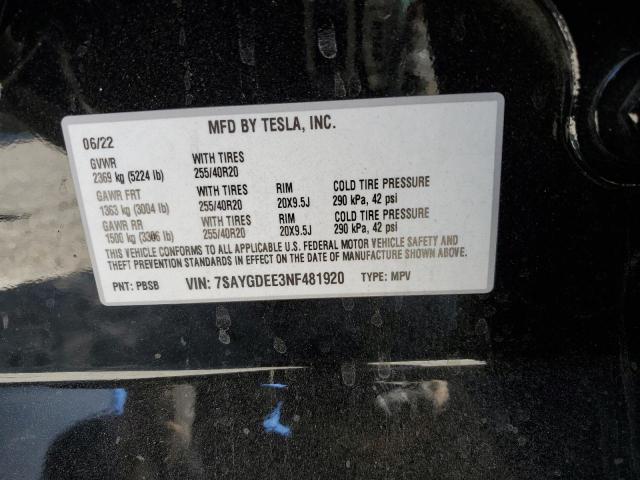 2022 TESLA MODEL Y - 7SAYGDEE3NF481920