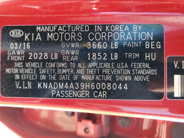 KNADM4A39H6008044 KIA RIO LX