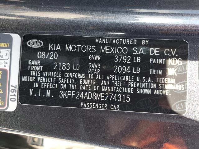 3KPF24AD8ME274315 KIA FORTE FE