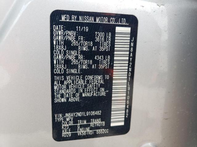 JN8AY2ND1L9106482 Nissan ARMADA SV