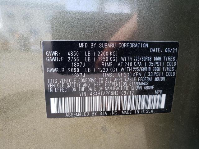 4S4BTAPC9N3109712 Subaru Outback Touring