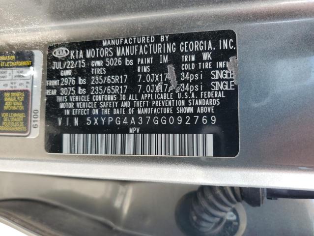 5XYPG4A37GG092769 KIA SORENTO LX