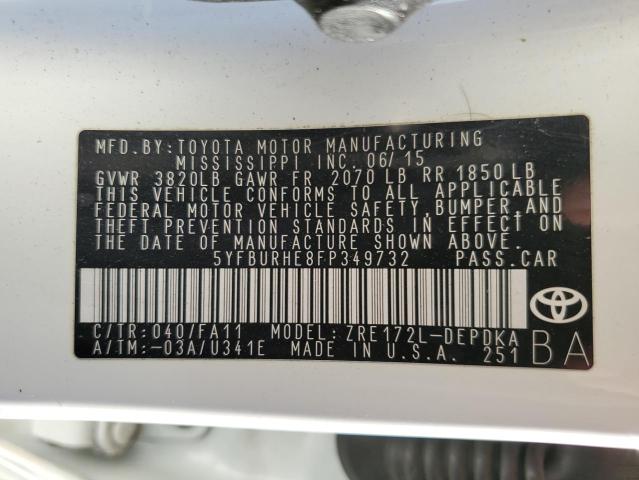 5YFBURHE8FP349732 Toyota COROLLA L