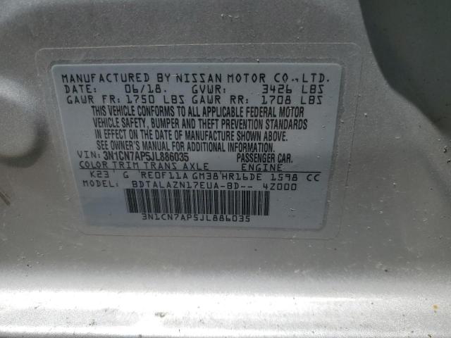 2018 NISSAN VERSA SEDA 3N1CN7AP5JL886035