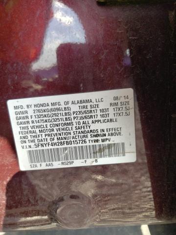 5FNYF4H28FB015726 Honda PILOT LX