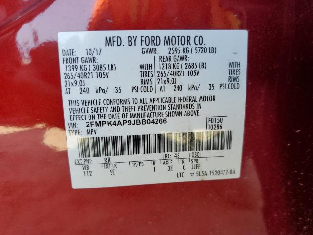 2FMPK4AP9JBB04266 2018 FORD EDGE, photo no. 13