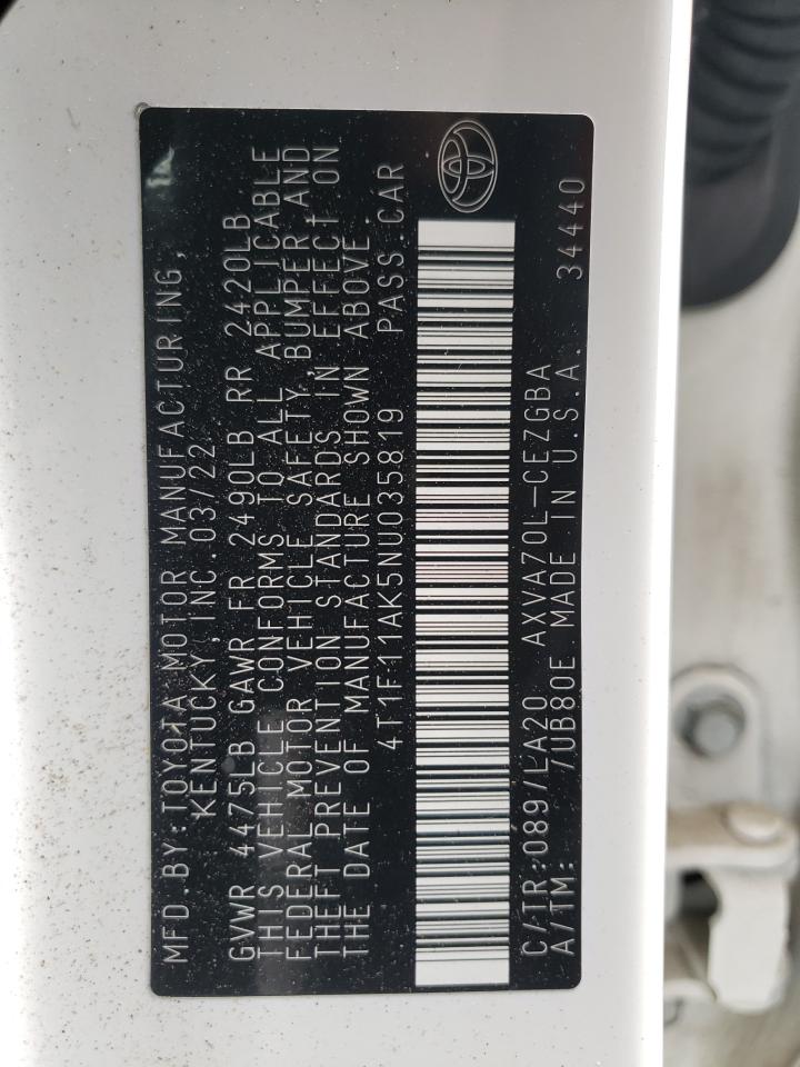 4T1F11AK5NU035819 TOYOTA CAMRY 2022