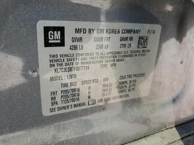 KL7CJLSB7FB077114 Chevrolet TRAX 1LT