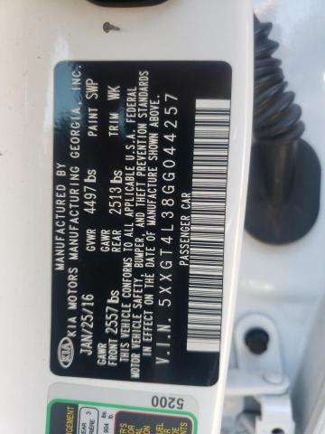 5XXGT4L38GG044257 KIA Optima Lx