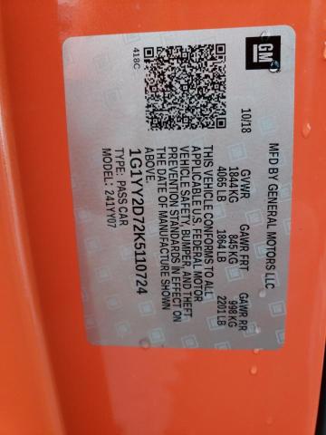2019 CHEVROLET CORVETTE G - 1G1YY2D72K5110724