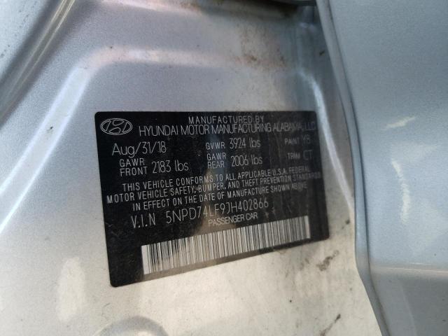 5NPD74LF9JH402866 Hyundai ELANTRA SE