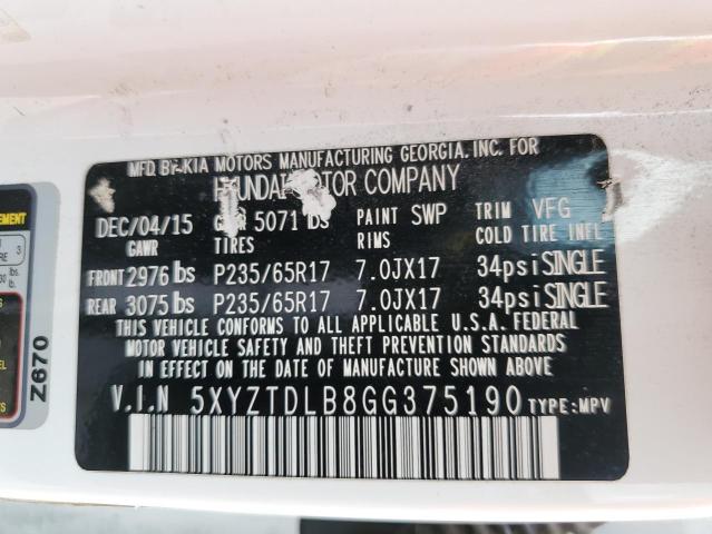 2016 HYUNDAI SANTA FE S - 5XYZTDLB8GG375190