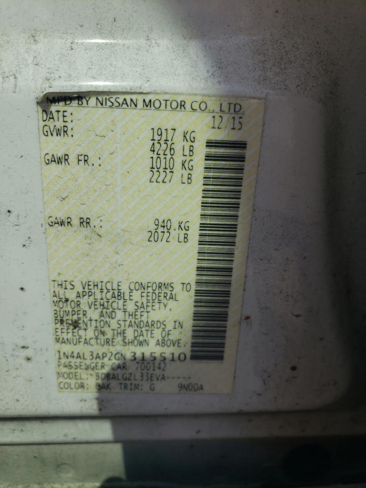 1N4AL3AP2GN315510 NISSAN ALTIMA 2016