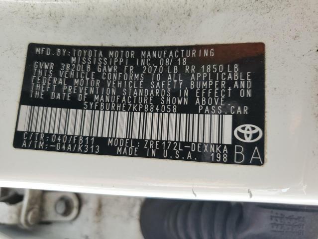 5YFBURHE7KP884058 Toyota Corolla L 13