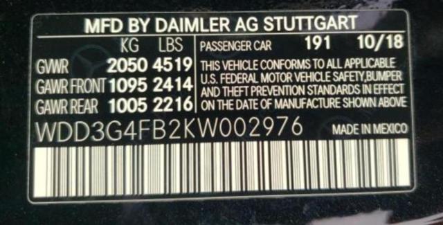 WDD3G4FB2KW002976 Mercedes-Benz A 220 4matic