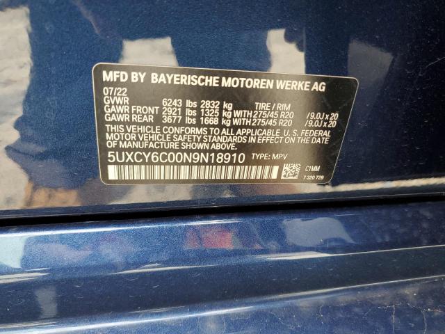 2022 BMW X6 XDRIVE4 - 5UXCY6C00N9N18910