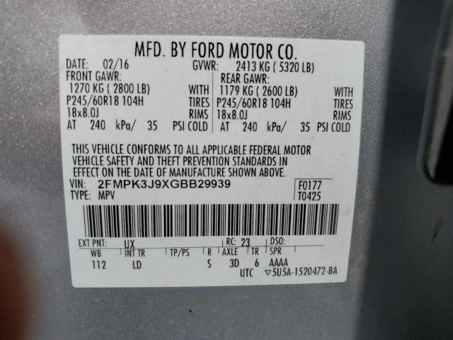 2FMPK3J9XGBB29939 Ford EDGE SEL