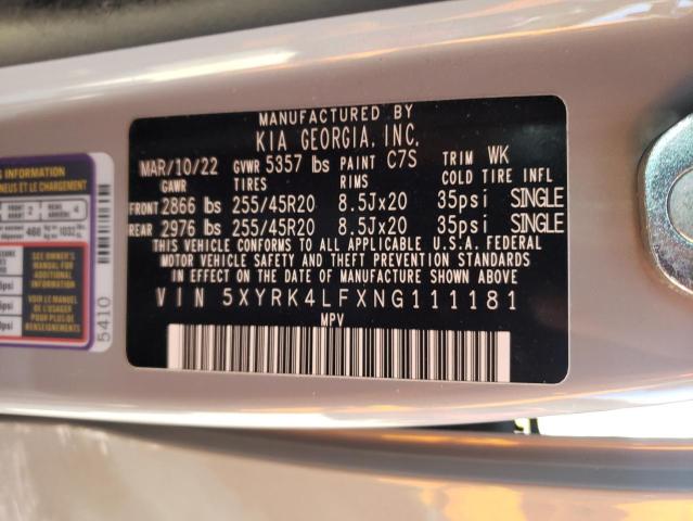 5XYRK4LFXNG111181 KIA SORENTO SX