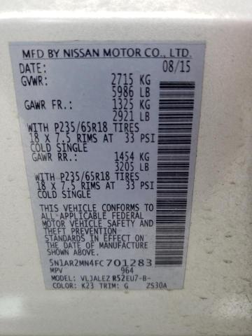 5N1AR2MN4FC701283 Nissan Pathfinder S