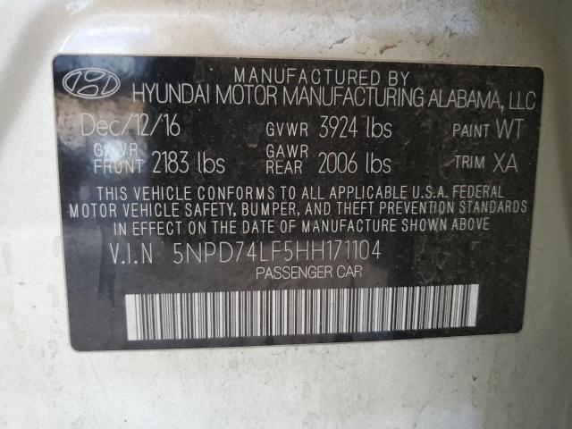 5NPD74LF5HH171104 Hyundai ELANTRA SE