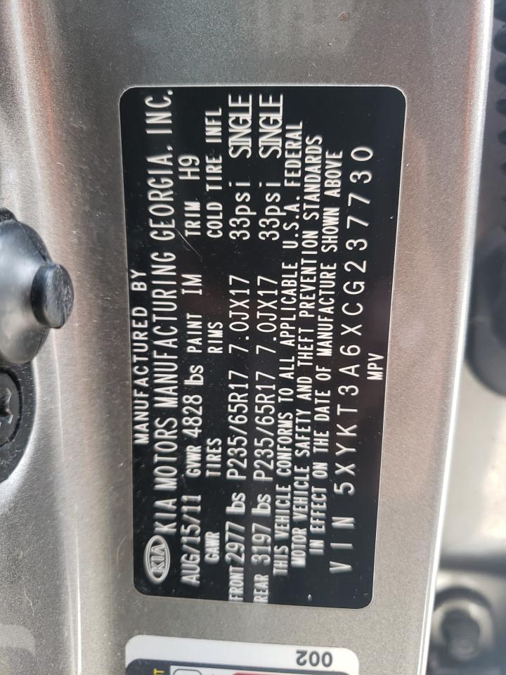 5XYKT3A6XCG237730 2012 Kia Sorento Base