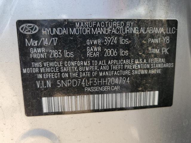5NPD74LF3HH204794 Hyundai ELANTRA SE
