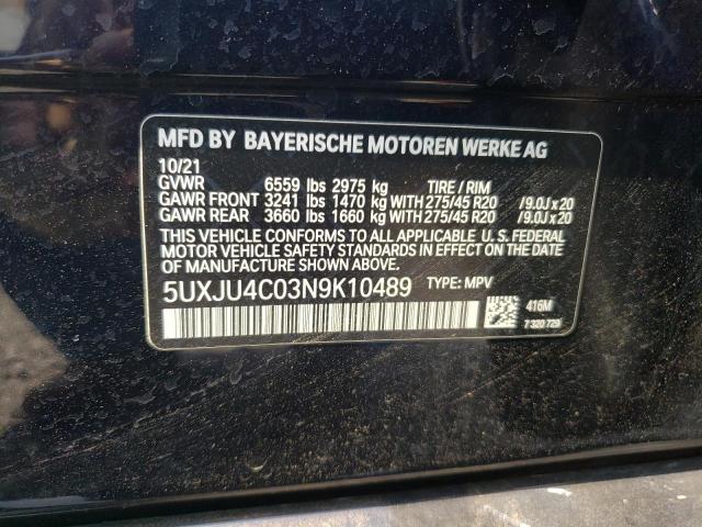 2022 BMW X5 M50I 5UXJU4C03N9K10489