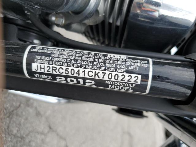2012 HONDA VT750 CA JH2RC5041CK700222