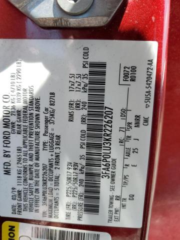 2019 FORD FUSION SE - 3FA6P0LU3KR226207