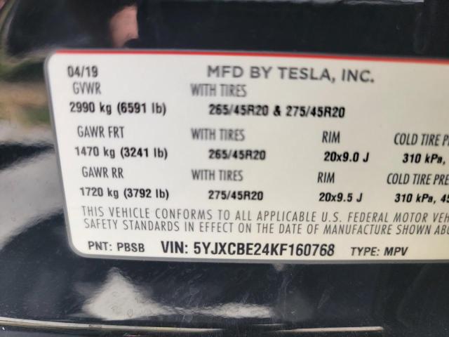 5YJXCBE24KF160768 Tesla MODEL X