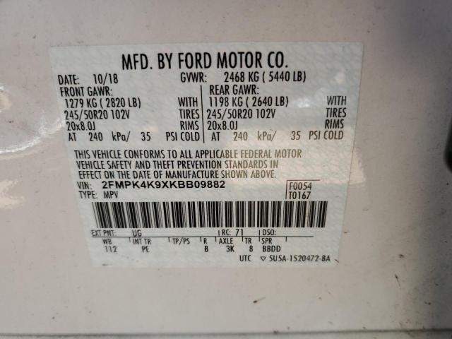 2FMPK4K9XKBB09882 Ford Edge Titanium