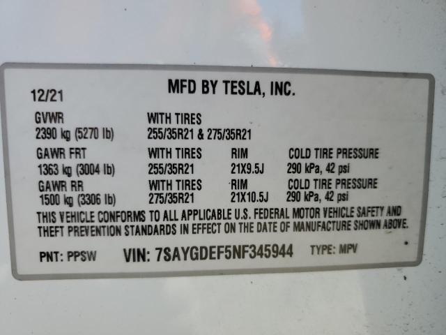 7SAYGDEF5NF345944 Tesla Model Y  10