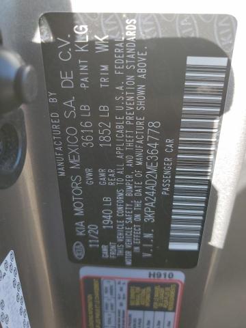 3KPA24AD2ME364778 KIA RIO LX